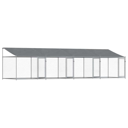 vidaXL Dog Cage with Roof and Doors Grey 8x2x2 m Galvanised Steel 2