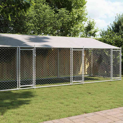 vidaXL Dog Cage with Roof and Doors Grey 8x2x2 m Galvanised Steel 1
