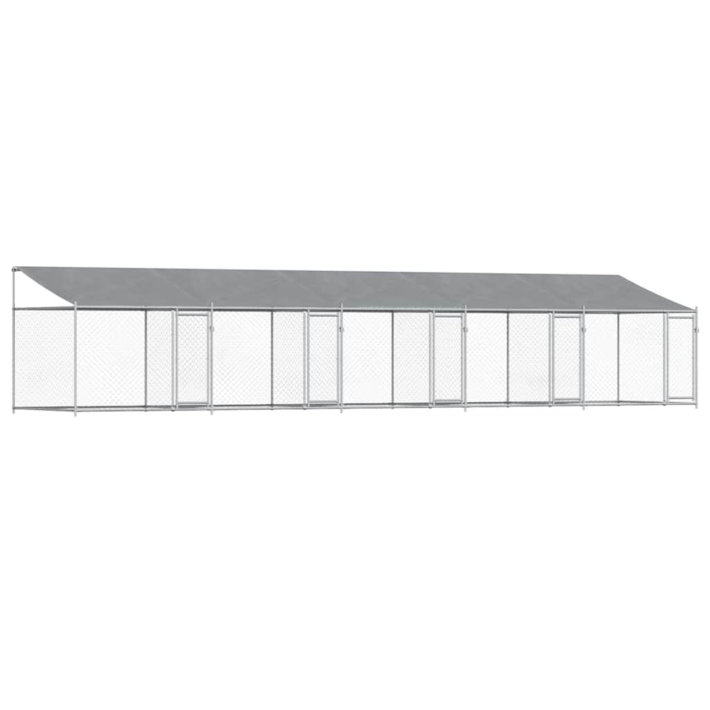 vidaXL Dog Cage with Roof and Doors Grey 10x2x2 m Galvanised Steel 2