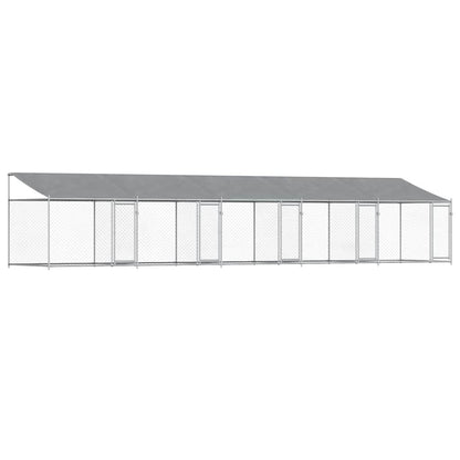 vidaXL Dog Cage with Roof and Doors Grey 10x2x2 m Galvanised Steel 2