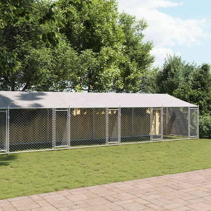 vidaXL Dog Cage with Roof and Doors Grey 10x2x2 m Galvanised Steel 3