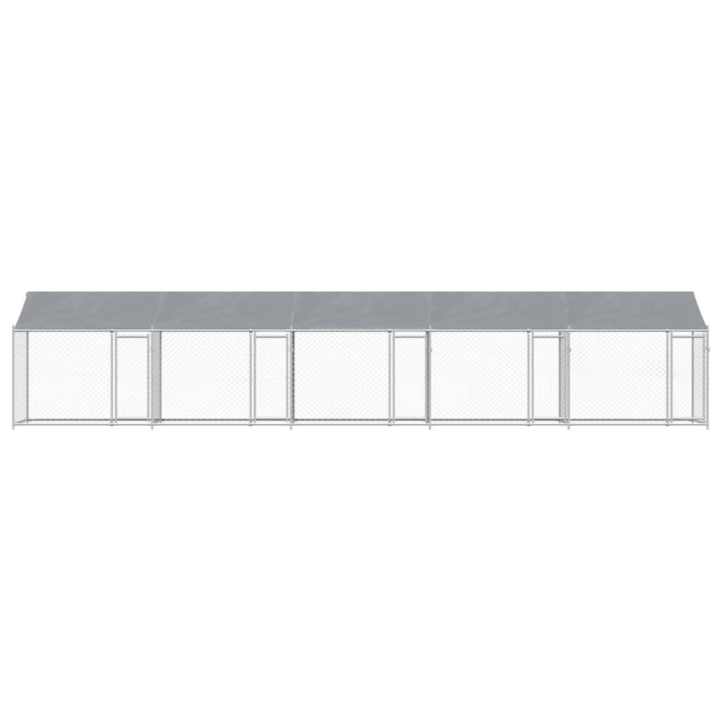 vidaXL Dog Cage with Roof and Doors Grey 10x2x2 m Galvanised Steel 4