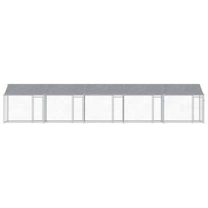 vidaXL Dog Cage with Roof and Doors Grey 10x2x2 m Galvanised Steel 4