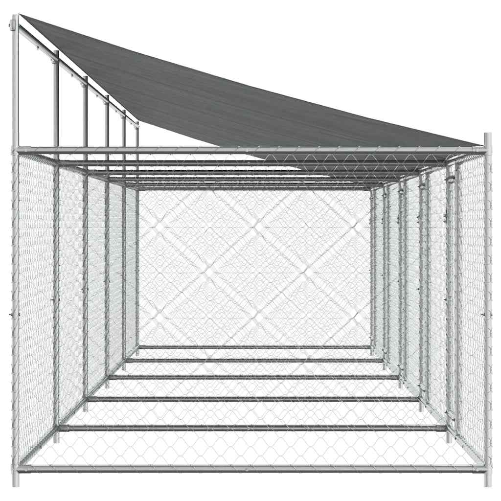 vidaXL Dog Cage with Roof and Doors Grey 10x2x2 m Galvanised Steel 5