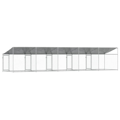 vidaXL Dog Cage with Roof and Doors Grey 10x2x2 m Galvanised Steel 6
