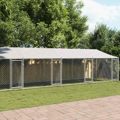 vidaXL Dog Cage with Roof and Doors Grey 10x2x2 m Galvanised Steel 1