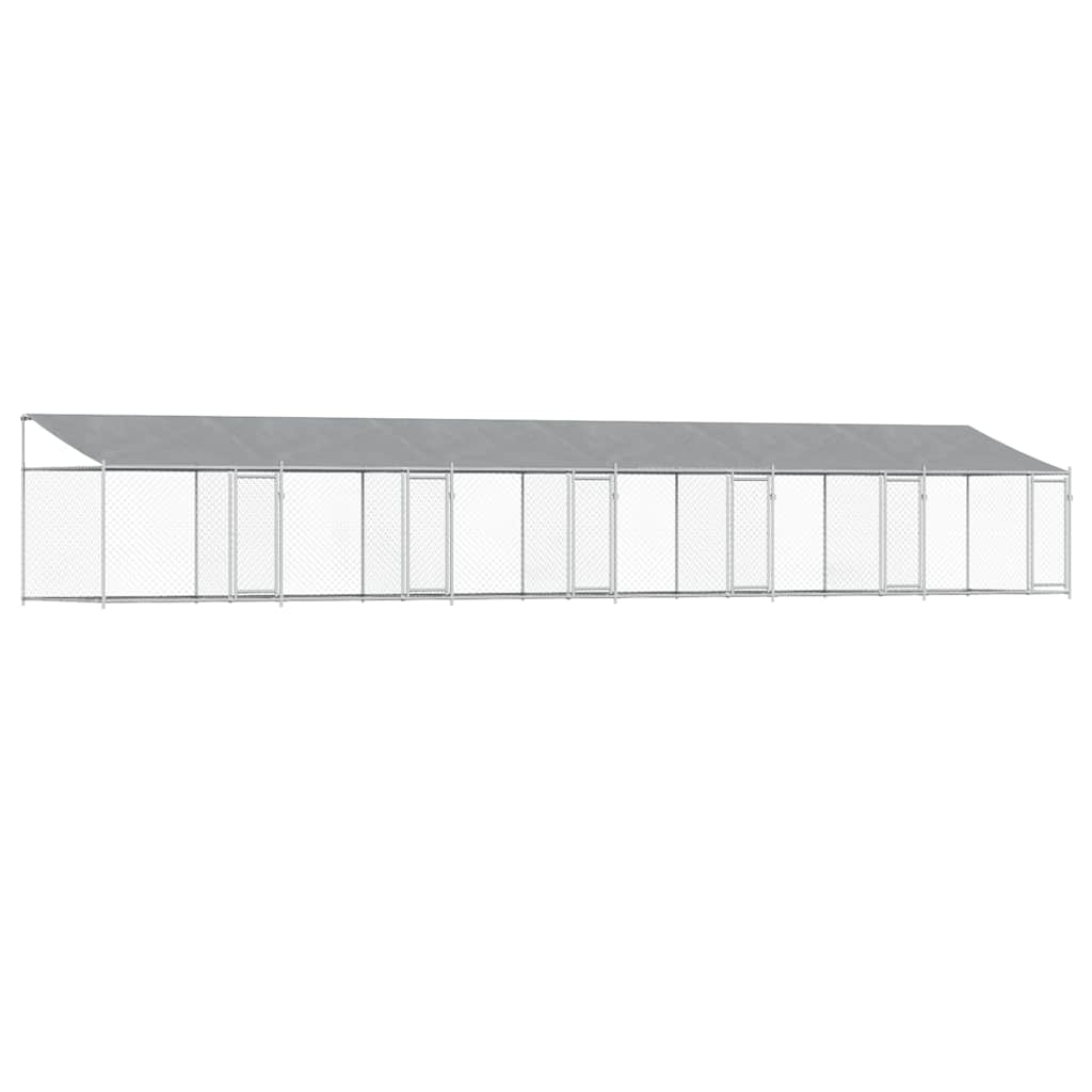 vidaXL Dog Cage with Roof and Doors Grey 12x2x2 m Galvanised Steel 2