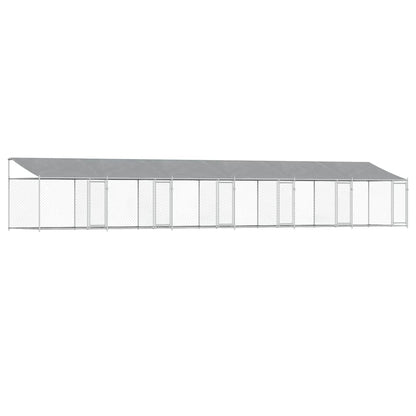vidaXL Dog Cage with Roof and Doors Grey 12x2x2 m Galvanised Steel 2