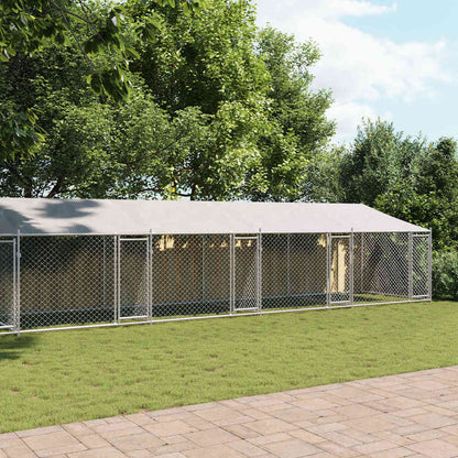 vidaXL Dog Cage with Roof and Doors Grey 12x2x2 m Galvanised Steel 3
