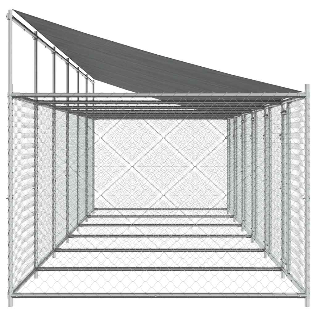 vidaXL Dog Cage with Roof and Doors Grey 12x2x2 m Galvanised Steel 5