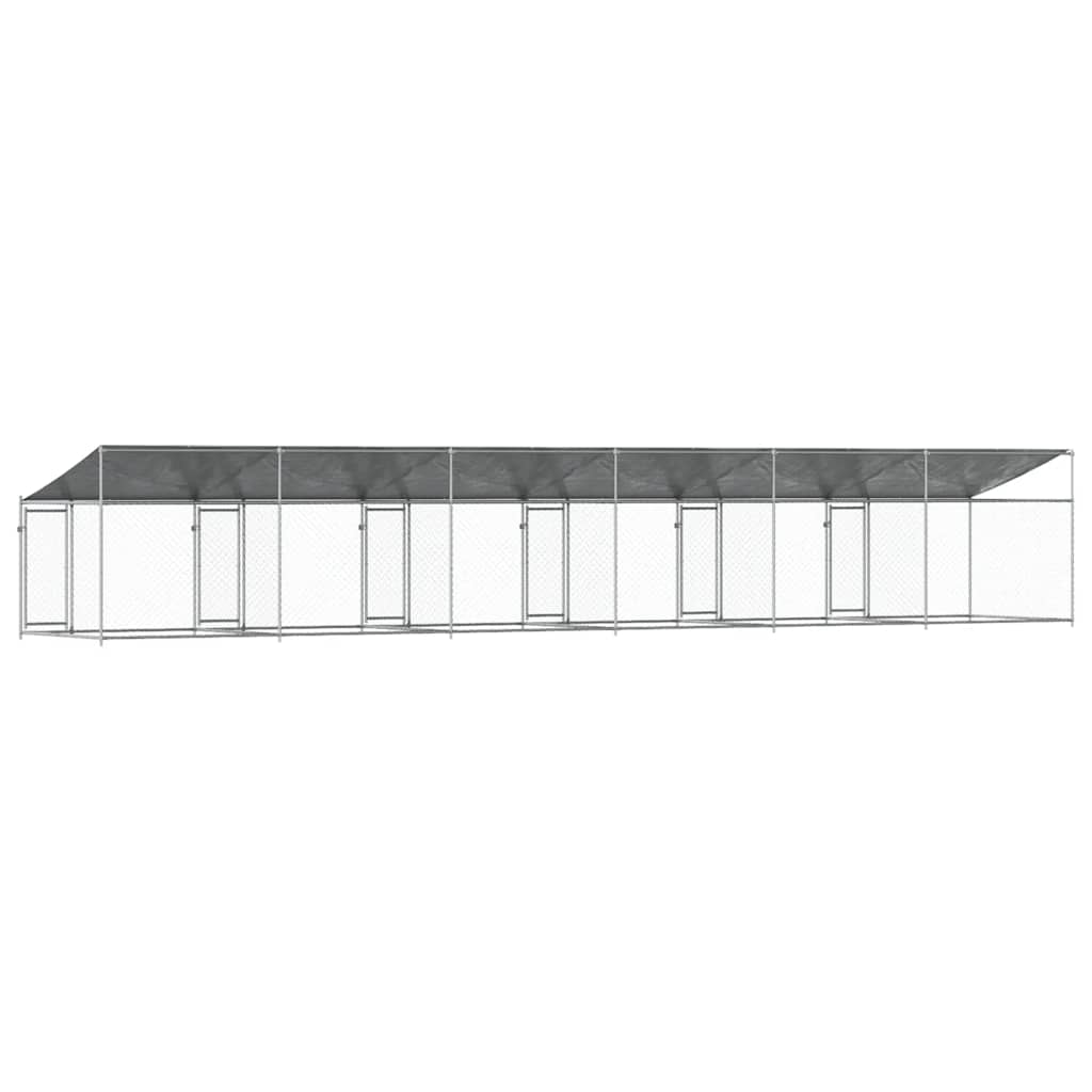 vidaXL Dog Cage with Roof and Doors Grey 12x2x2 m Galvanised Steel 6