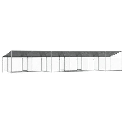 vidaXL Dog Cage with Roof and Doors Grey 12x2x2 m Galvanised Steel 6