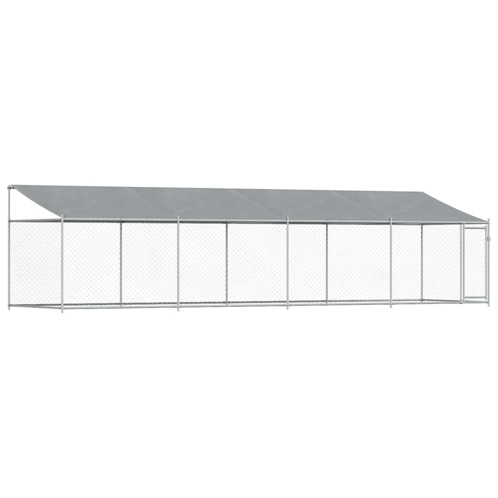 vidaXL Dog Cage with Roof and Door Grey 8x2x2 m Galvanised Steel 2