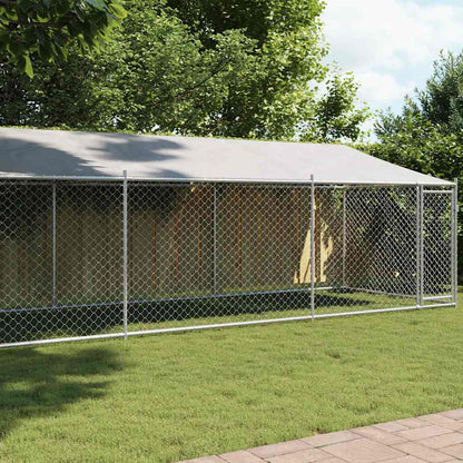 vidaXL Dog Cage with Roof and Door Grey 8x2x2 m Galvanised Steel 3