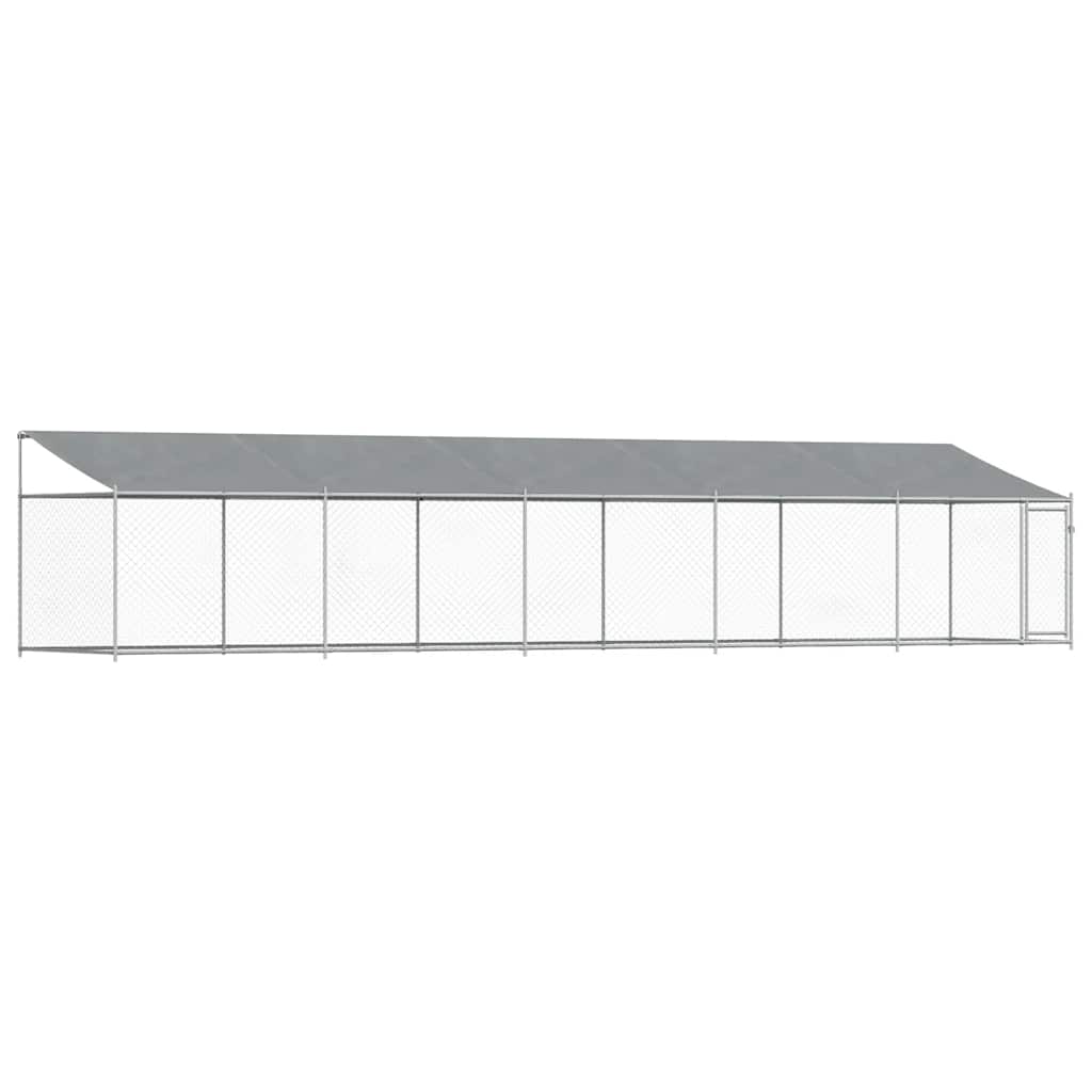 vidaXL Dog Cage with Roof and Door Grey 10x2x2 m Galvanised Steel 2
