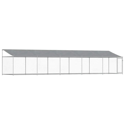 vidaXL Dog Cage with Roof and Door Grey 10x2x2 m Galvanised Steel 2