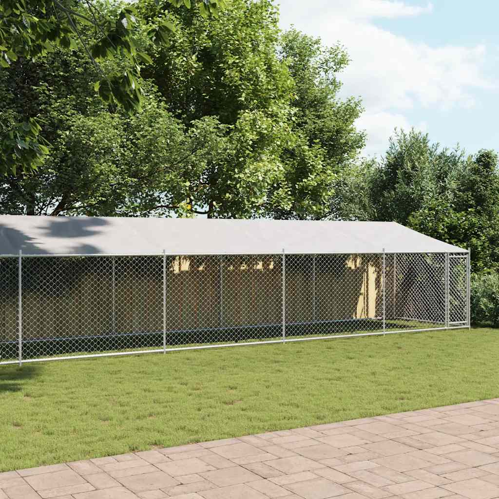 vidaXL Dog Cage with Roof and Door Grey 10x2x2 m Galvanised Steel 3
