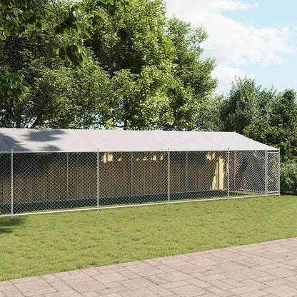 vidaXL Dog Cage with Roof and Door Grey 10x2x2 m Galvanised Steel 3