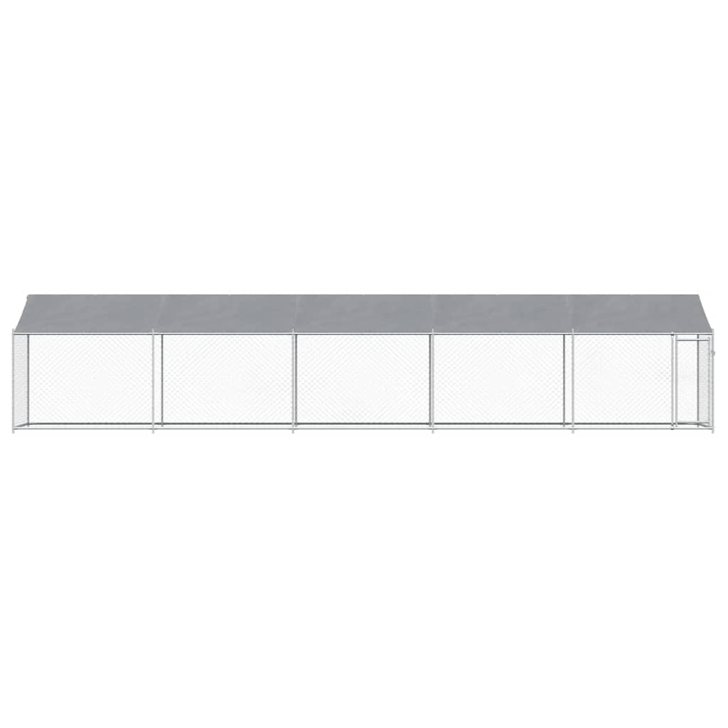 vidaXL Dog Cage with Roof and Door Grey 10x2x2 m Galvanised Steel 4