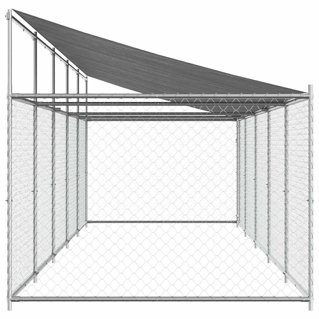 vidaXL Dog Cage with Roof and Door Grey 10x2x2 m Galvanised Steel 5