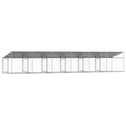 vidaXL Dog Cage with Roof and Door Grey 10x2x2 m Galvanised Steel 6
