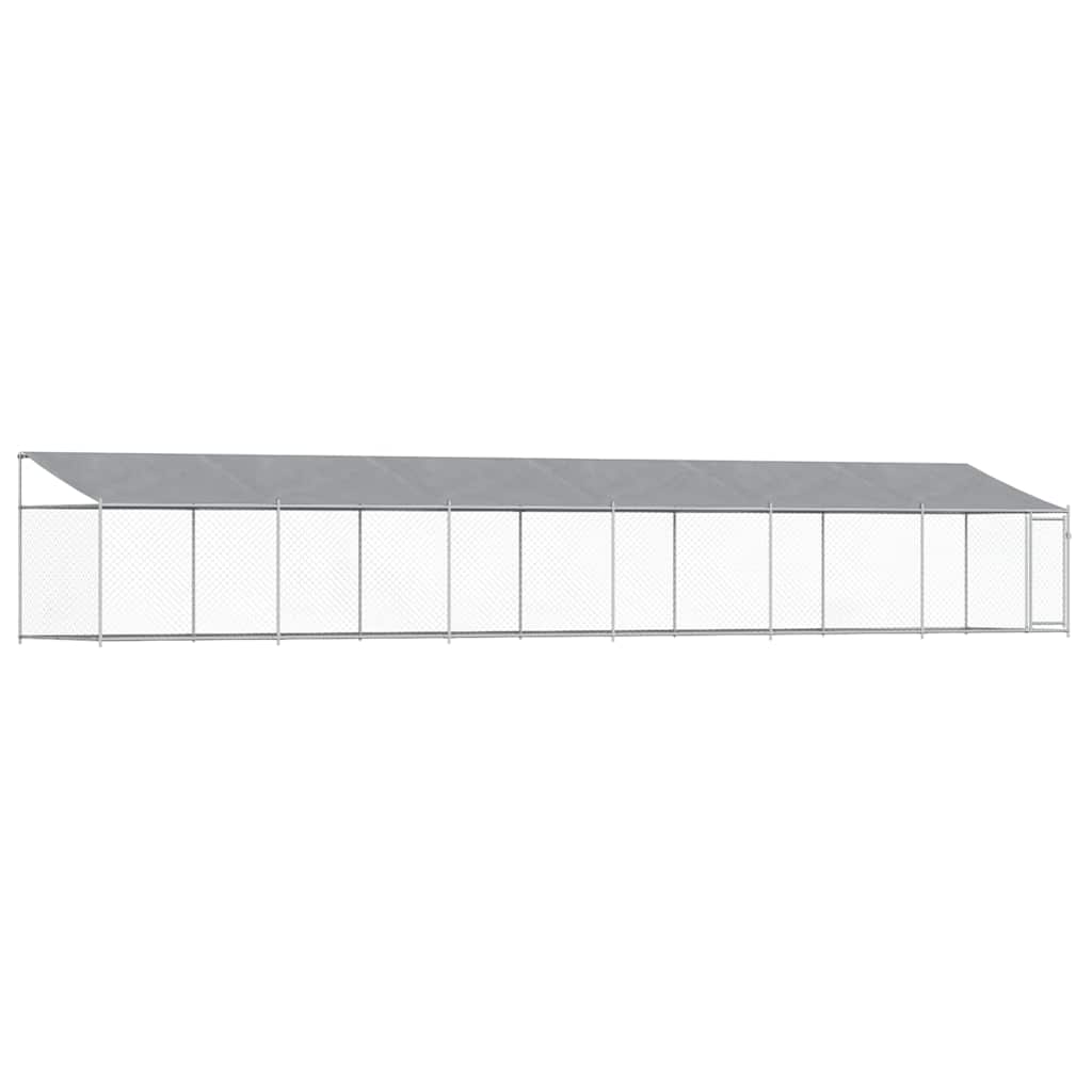 vidaXL Dog Cage with Roof and Door Grey 12x2x2 m Galvanised Steel 2
