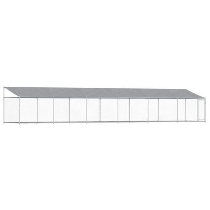 vidaXL Dog Cage with Roof and Door Grey 12x2x2 m Galvanised Steel 2