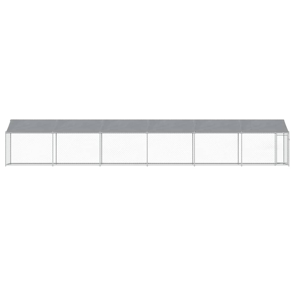 vidaXL Dog Cage with Roof and Door Grey 12x2x2 m Galvanised Steel 4
