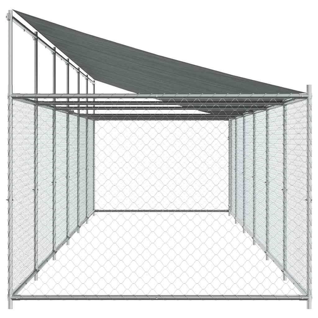 vidaXL Dog Cage with Roof and Door Grey 12x2x2 m Galvanised Steel 5