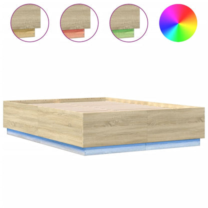 Bed Frame with LED without Mattress 160x200 cm Sonoma oak