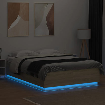 Bed Frame with LED without Mattress 160x200 cm Sonoma oak