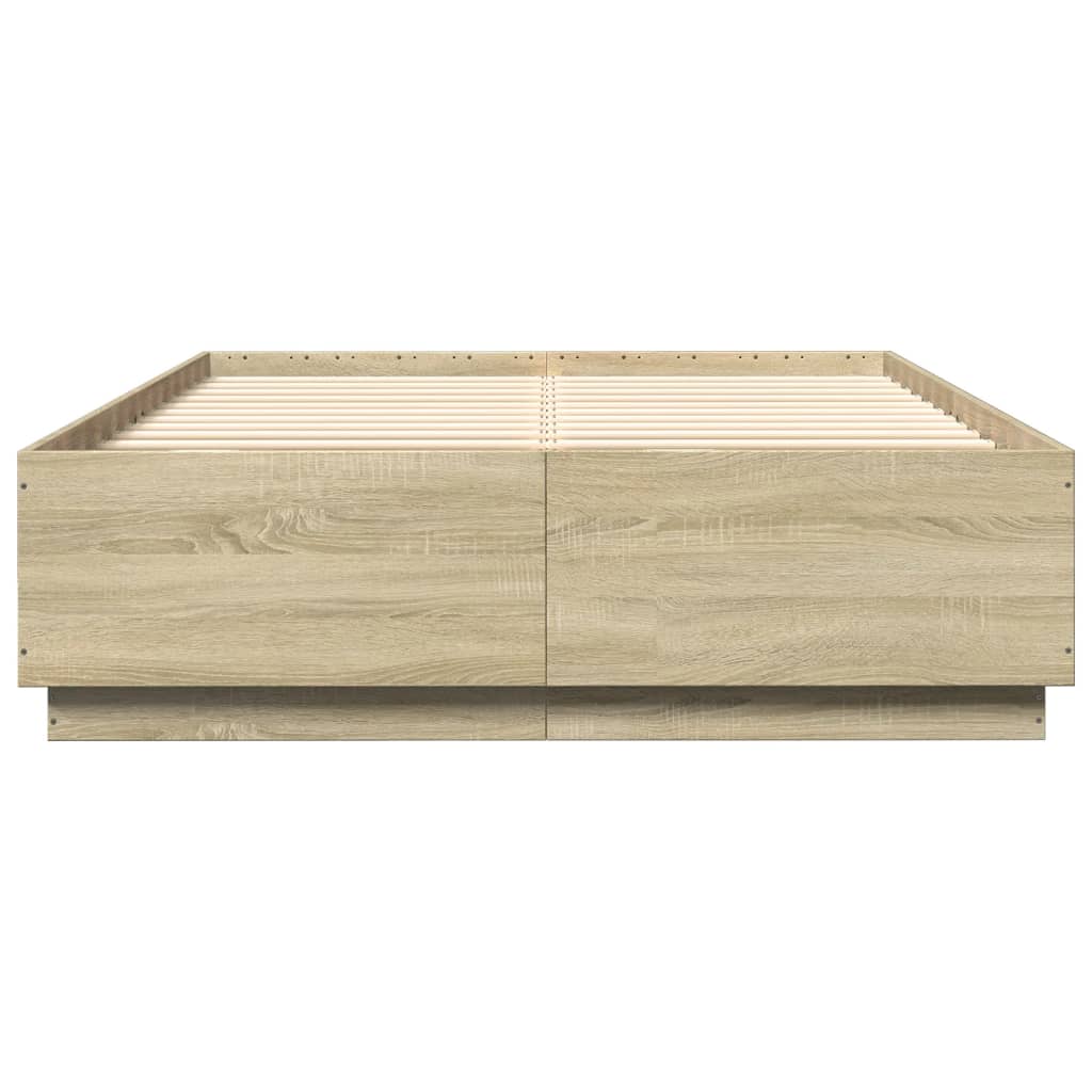Bed Frame with LED without Mattress 160x200 cm Sonoma oak