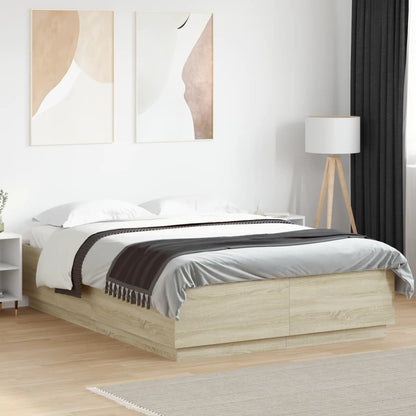 Bed Frame with LED without Mattress 160x200 cm Sonoma oak