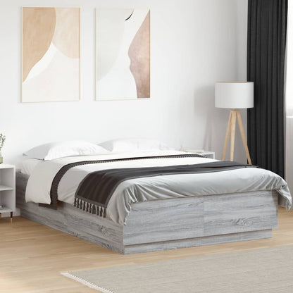 Bed Frame without Mattress 160x200 cm Grey sonoma