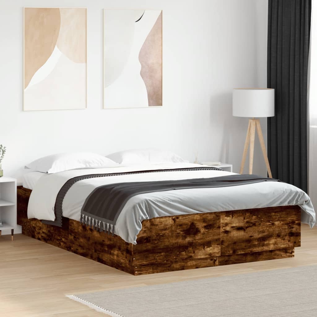 Bed Frame without Mattress 120x200 cm Smoked oak