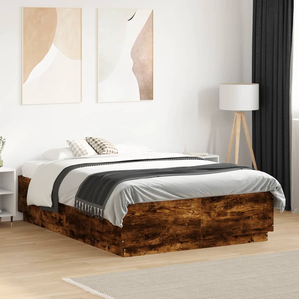 Bed Frame without Mattress 120x190 cm Smoked oak