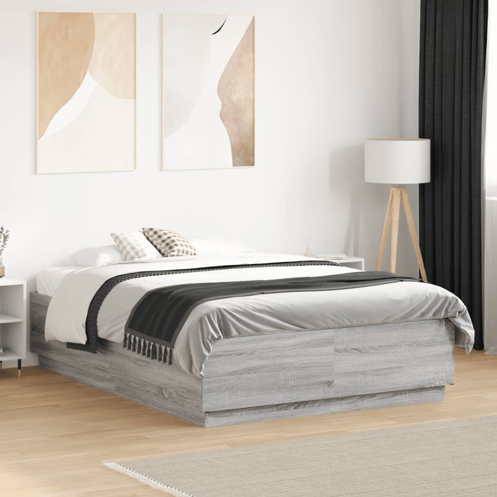 Bed Frame without Mattress 120x190 cm Grey sonoma