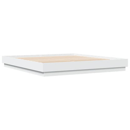 Bed Frame with LED without Mattress 200x200 cm White