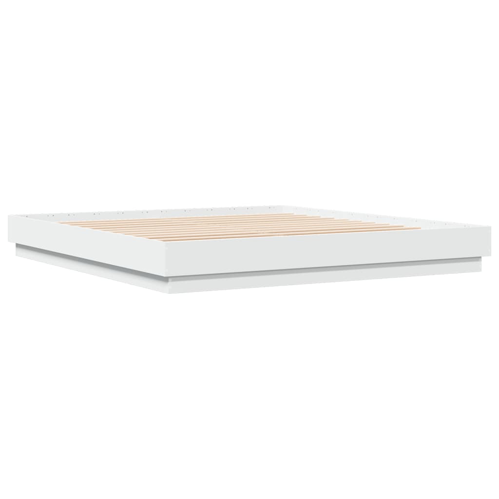 Bed Frame with LED without Mattress 200x200 cm White