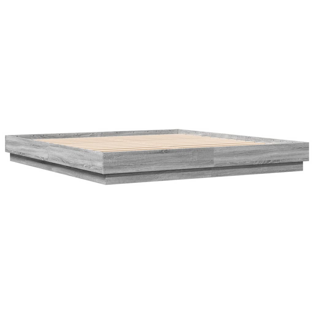 Bed Frame with LED without Mattress 180x200 cm Grey sonoma