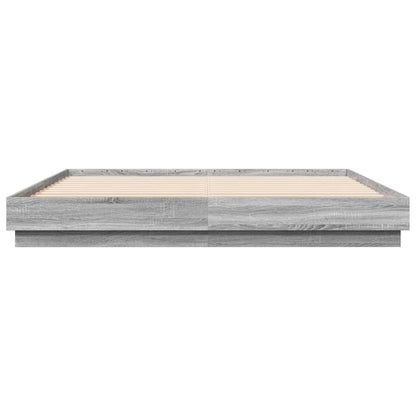 Bed Frame with LED without Mattress 180x200 cm Grey sonoma