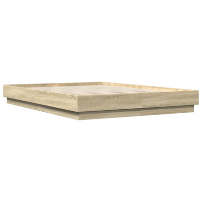Bed Frame with LED without Mattress 160x200 cm Sonoma oak