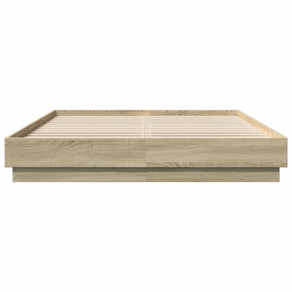Bed Frame with LED without Mattress 160x200 cm Sonoma oak