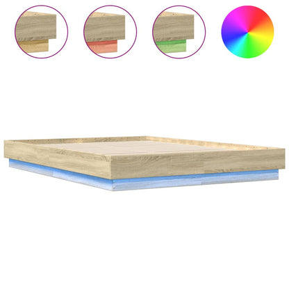 Bed Frame with LED without Mattress 120x200 cm Sonoma oak