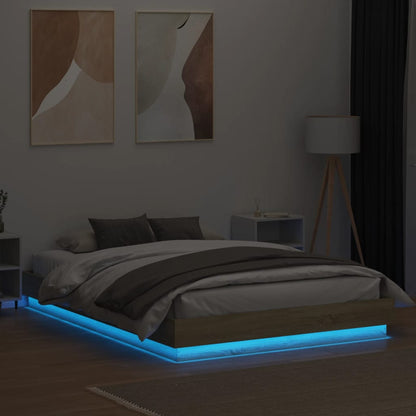 Bed Frame with LED without Mattress 120x200 cm Sonoma oak