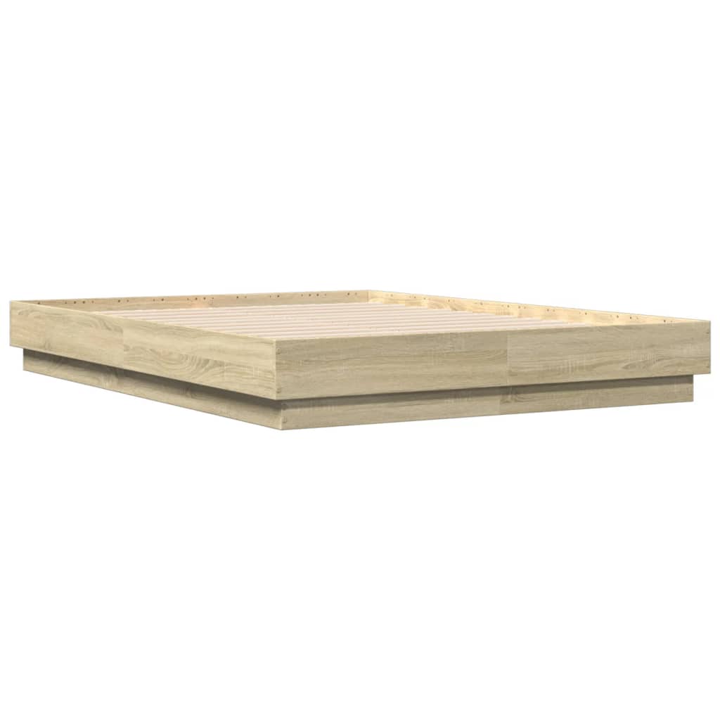 Bed Frame with LED without Mattress 120x190 cm Sonoma oak
