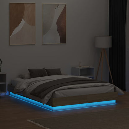 Bed Frame with LED without Mattress 120x190 cm Sonoma oak