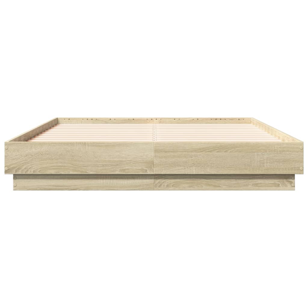Bed Frame with LED without Mattress 120x190 cm Sonoma oak