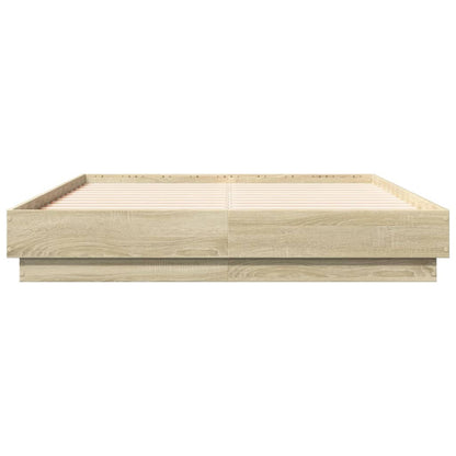 Bed Frame with LED without Mattress 120x190 cm Sonoma oak