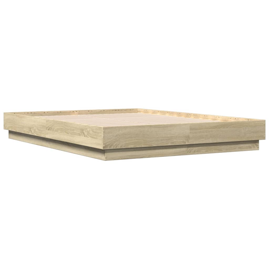 Bed Frame with LED without Mattress 120x190 cm Sonoma oak